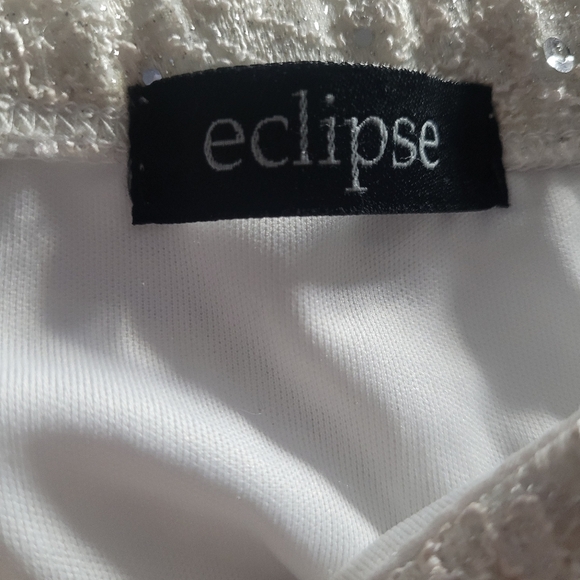 Eclipse White Lace and Sequins Strapless Dress L - Picture 3 of 6